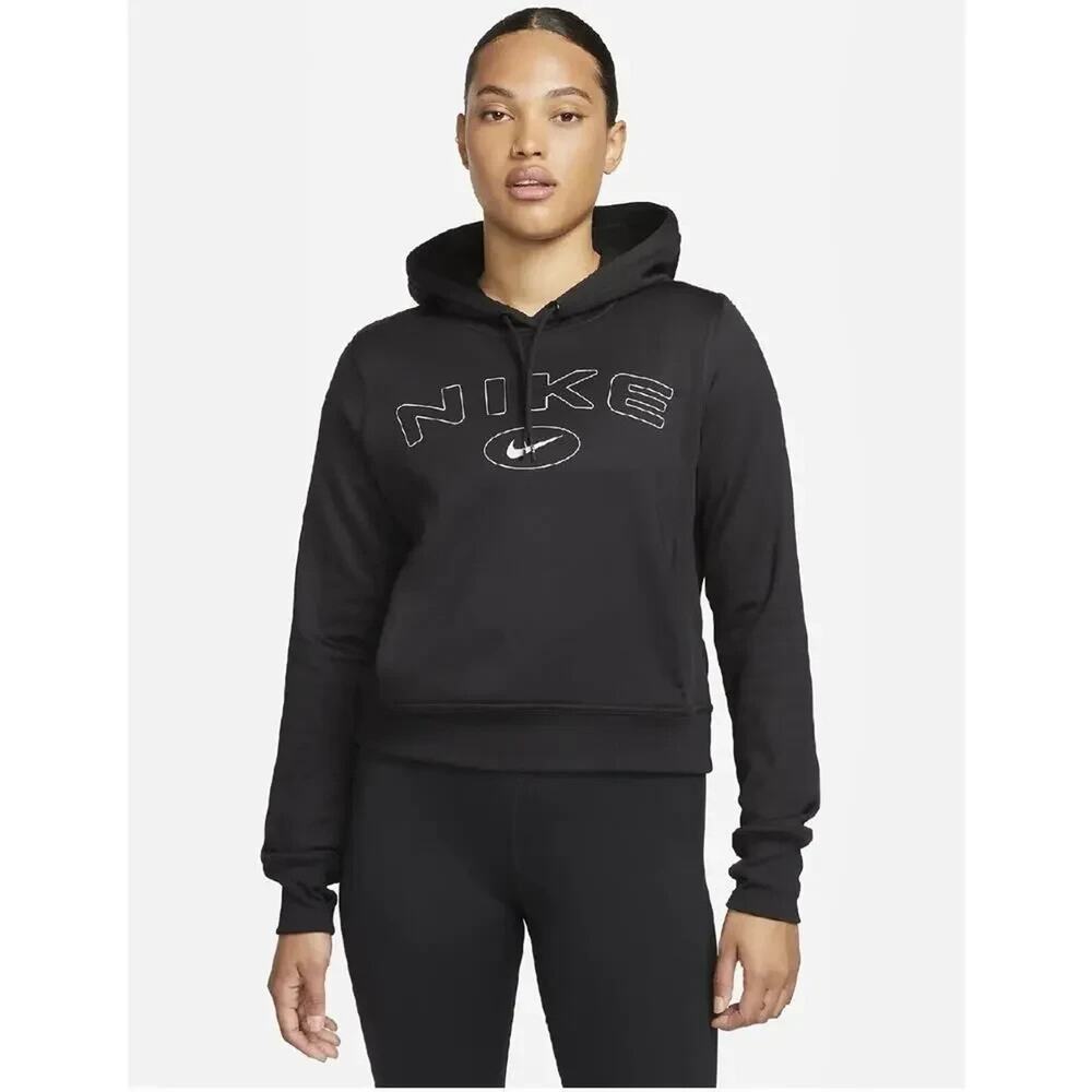 Nike Women's One Therma-FIT Graphic Hoodie Black/Lt Iron Ore, Small - Women's At - Picture 1 of 7